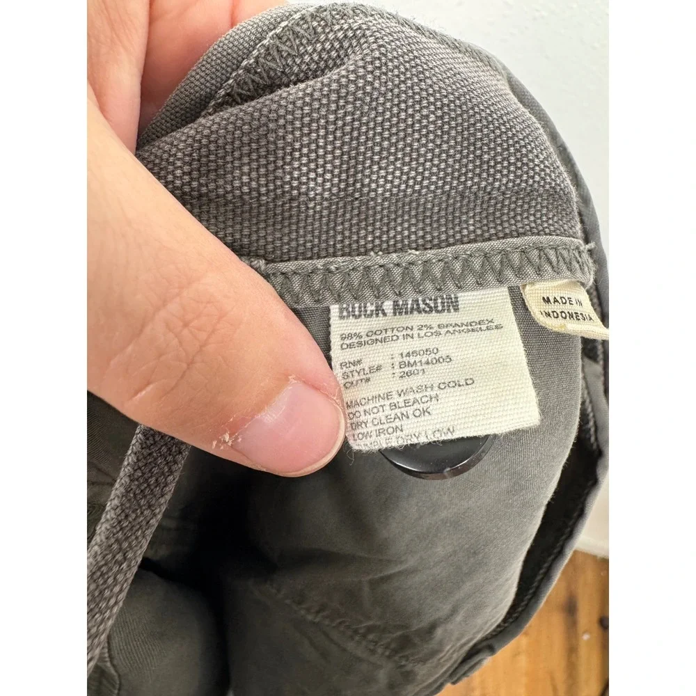 Buck Mason Mens Charcoal Grey Canvas Five Pocket Pants Size 33 BM14005